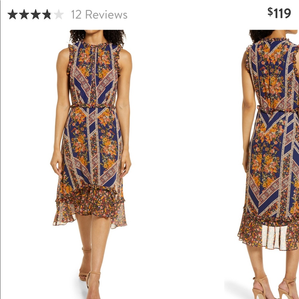 Julia Jordan scarf print A-line ruffle dress